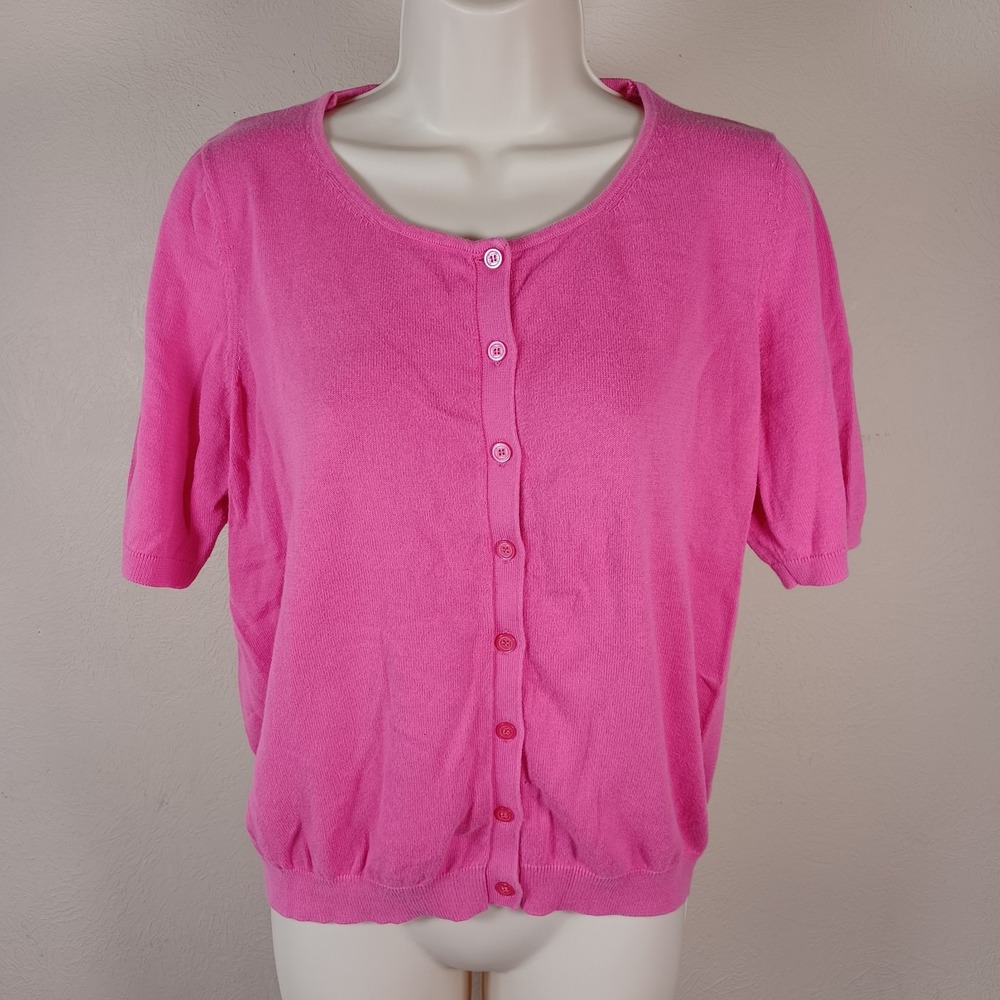 Liz Claiborne Vintage Pink Barbie Core‎ Button Up Top Teacher Twee Kawaii Large
